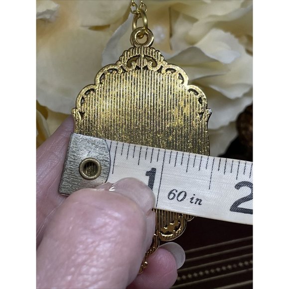 Grecian Ladies Garden Cameo Gold Statement Pendant Necklace Wedding Daughter - Picture 10 of 10